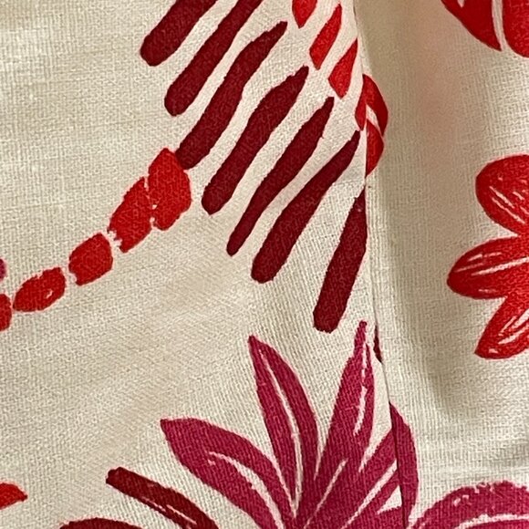 CAROLYN CONSTAS (NWT) 2 Piece Linen Blend Skirt/Crop Top Tropical, Ivory/Red - L - Picture 5 of 12